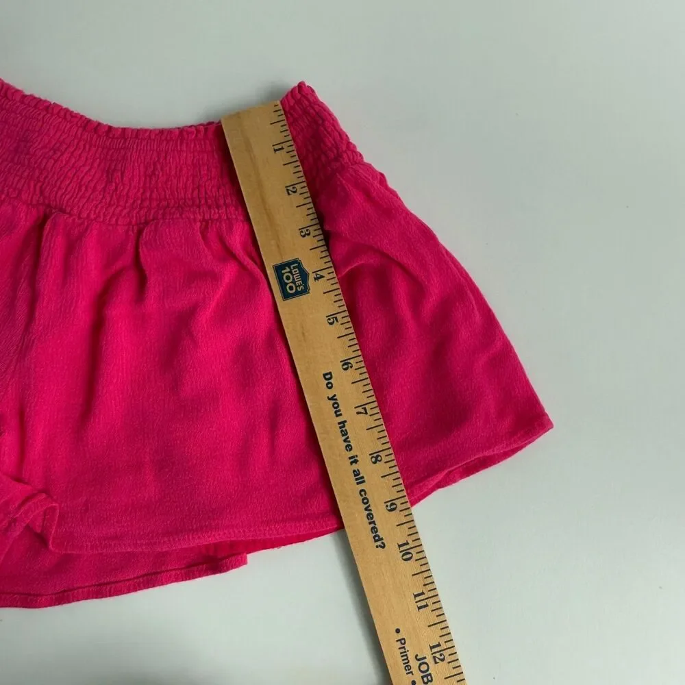 Hayden Girls Flowy Smocked Waist Shorts Pink Gauze Lined Size L